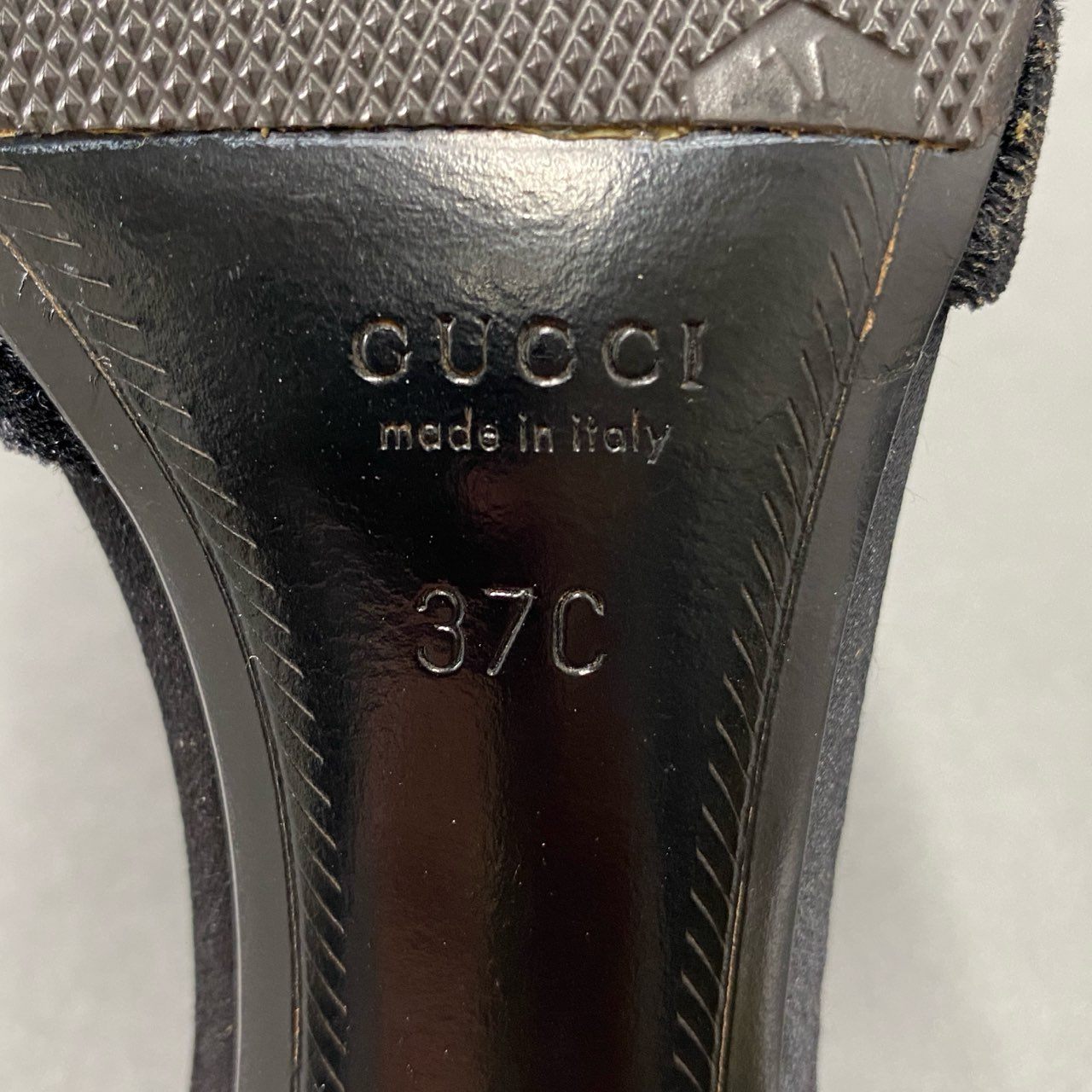 1i20 GUCCI グッチ GG柄 ベロア バンブーヒール パンプス サンダル ミュール シューズ イタリア製 37 ブラック