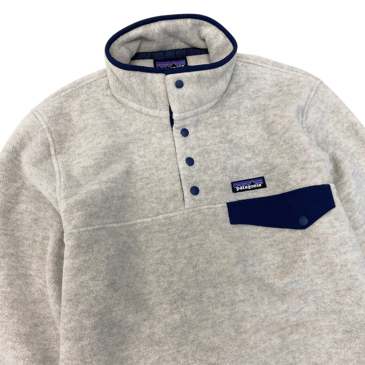37j16 patagonia パタゴニア SYNCHILLA シンチラ スナップT プルオーバー 2551FA22 サイズS オートミール/ネイビー ポリエステル100％ メンズo07t
