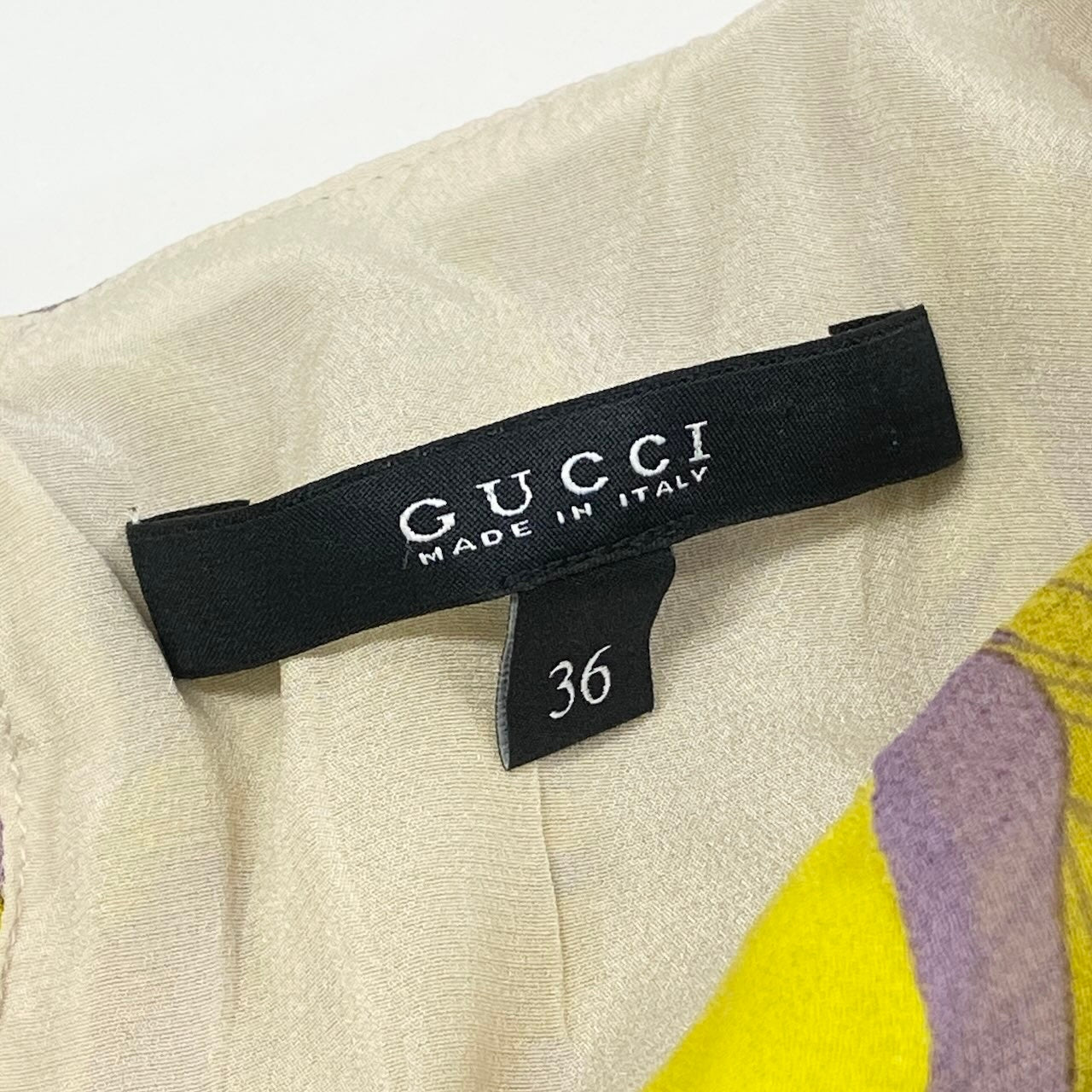 Ec27 GUCCI グッチ 変形スリーブブラウス シフォンカットソー 総柄 イタリア製 36サイズ マルチカラー コットン100％ レディース 女性用u02t