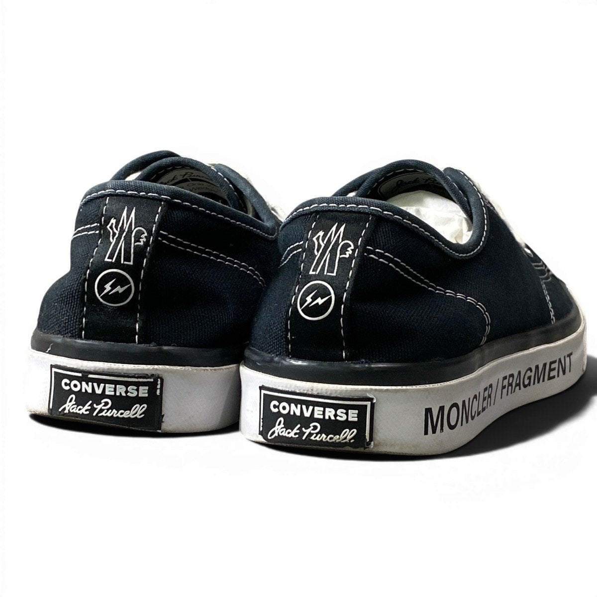 1g8 CONVERSE コンバース JACK PURCELL Moncler × Fragment Design コラボスニーカー ローカットスニーカー 24.5cm ブラック ホワイト メンズ レディース ユニセックスo07t