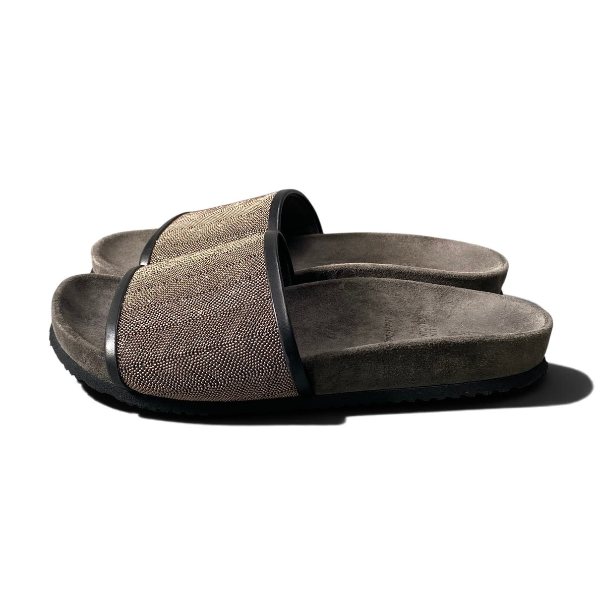 h10 【極美品】BRUNELLO CUCINELLI プレシャス ジュエリーサンダル ビーズ 37サイズ ブラウン レディース 女性用k02i