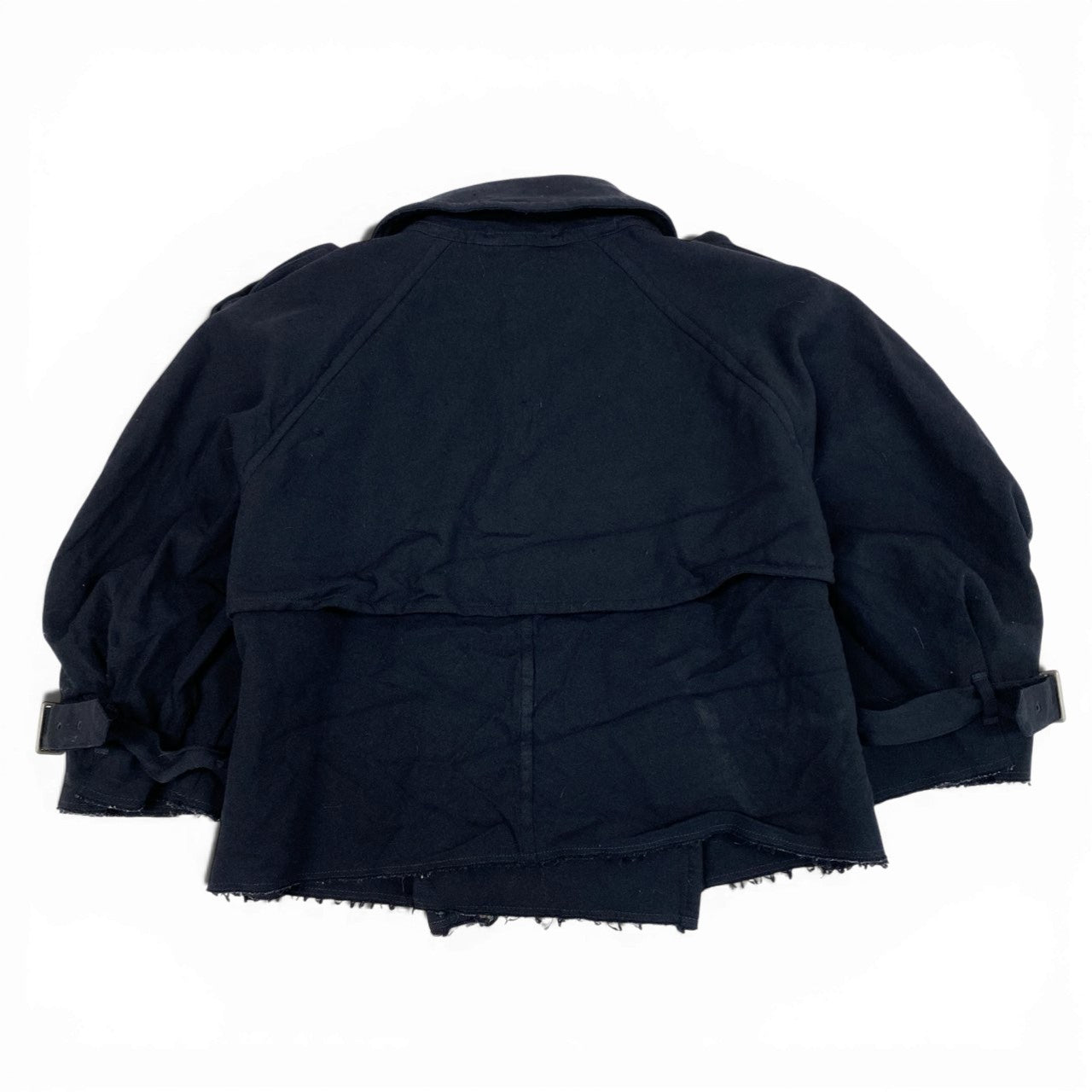 Ac6 COMME des GARCONS  コムデギャルソン 縮絨素材 ショートトレンチコート デザインジャケット M相当 ダークネイビー レディースk02i