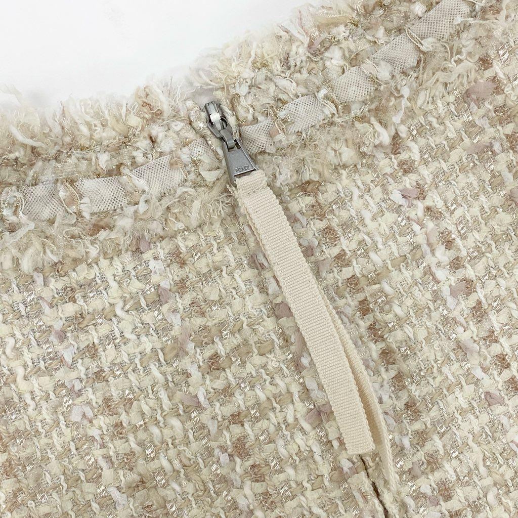 1a8 《美品》 FOXEY フォクシー DRESS BOTANACAL ツイードワンピース 半袖 ロングワンピース トップス 38 アイボリー レディース 女性用u02t