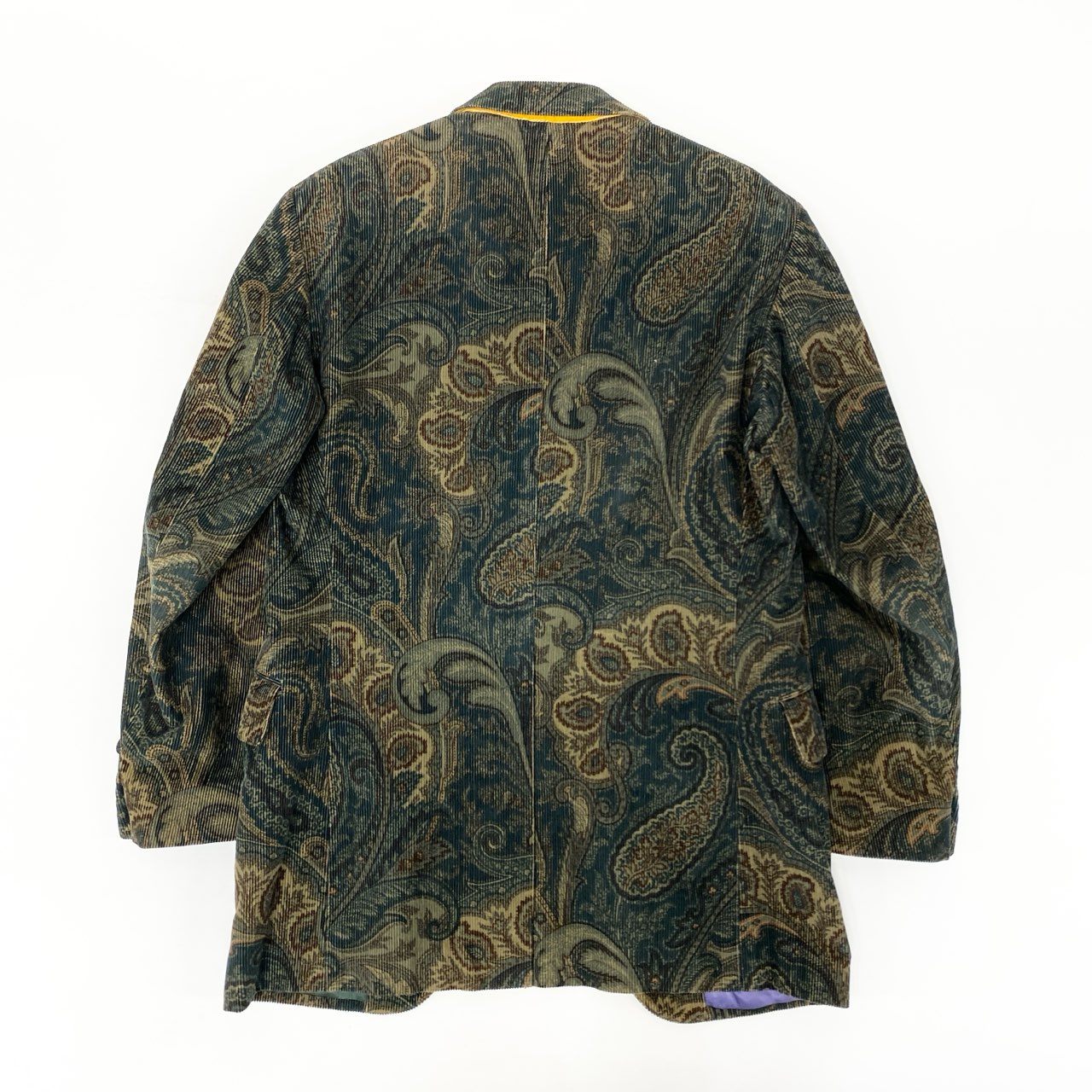 30K18 ETRO エトロ イタリア製 テーラードジャケット コーデュロイジャケット ペイズリー柄 裏地総柄 メンズ 紳士服 48 ダークグリーン系u02t