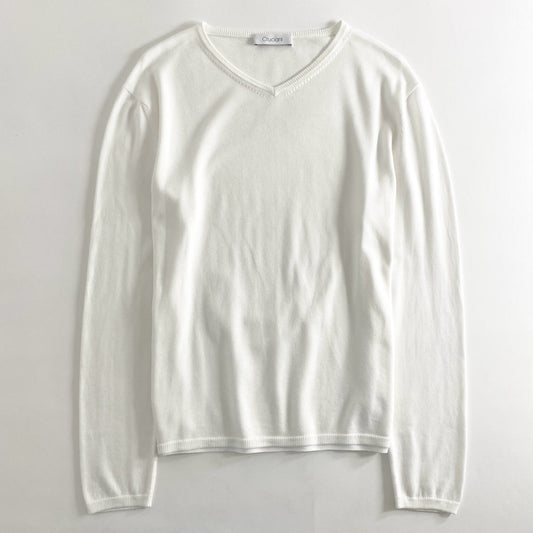 53e1 Cruciani クルチアーニ Vネック コットンニット セーター 48 ホワイト 綿100％ トップス イタリア製 Knit Top