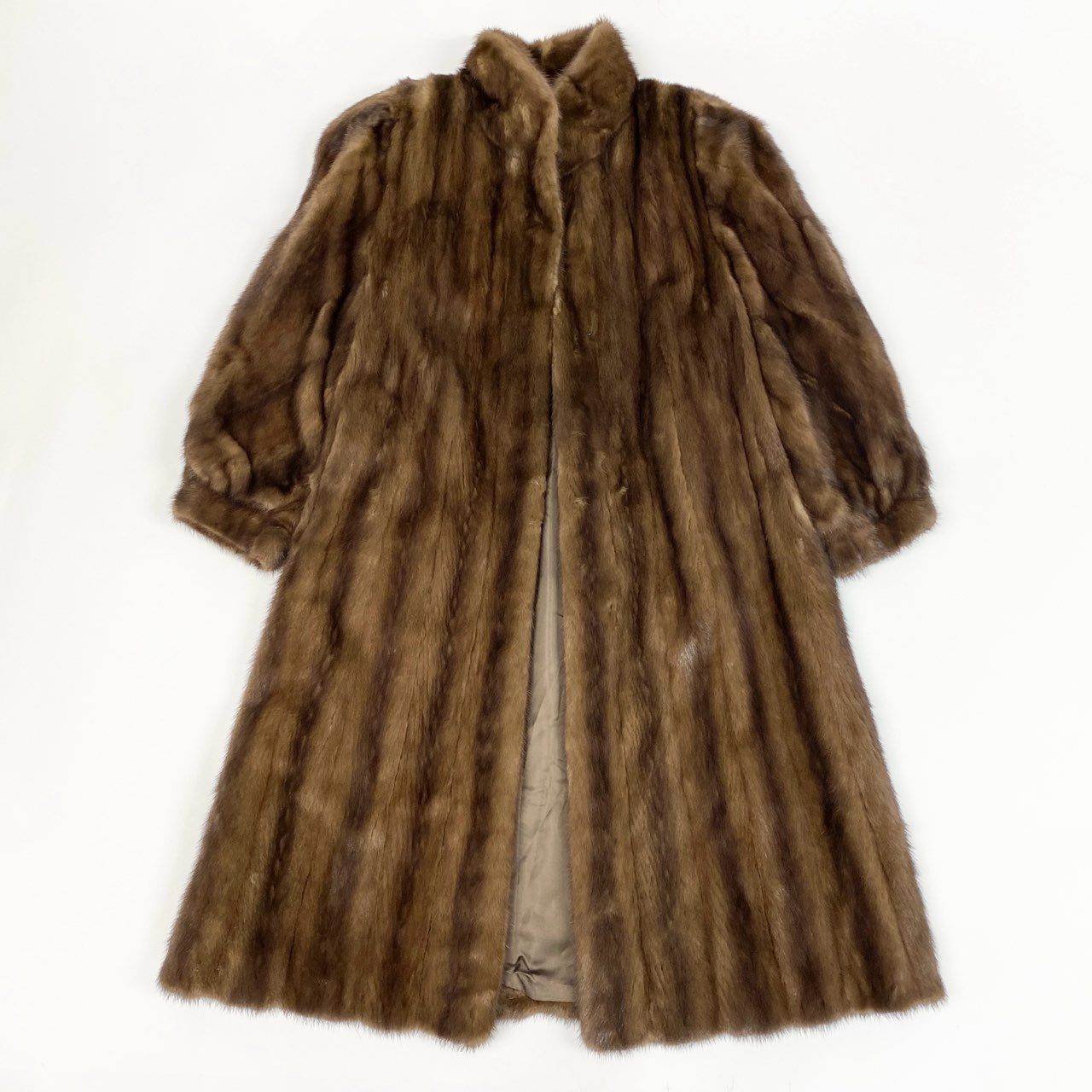 16a21 銀サガ デミバフミンク 丈約110cm 超ロングコート サイズ11 茶系 最高級本毛皮 Mink Fur Super Long Coatt18r
