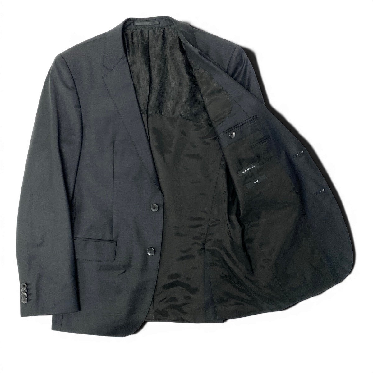 80e13 HUGO BOSS ヒューゴボス スーツセットアップ テーラードジャケット スラックス 46サイズ ブラック メンズ 男性用u02t