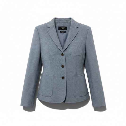 62i1 WEEKEND MaxMara ウィークエンド マックスマーラ クチートアマーノ テーラードジャケット ウールブレンド サイズ38 ブルー系 レディースu02t