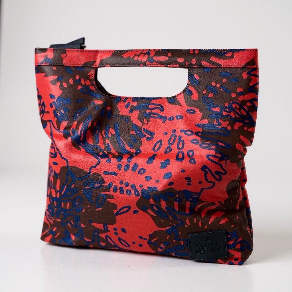 gk16《美品》 Vivienne Westwood ヴィヴィアンウエストウッド 2WAY ショルダーバッグ レッド レザー 総柄 ハンドバッグ クラッチバッグ 鞄 カバンt18r