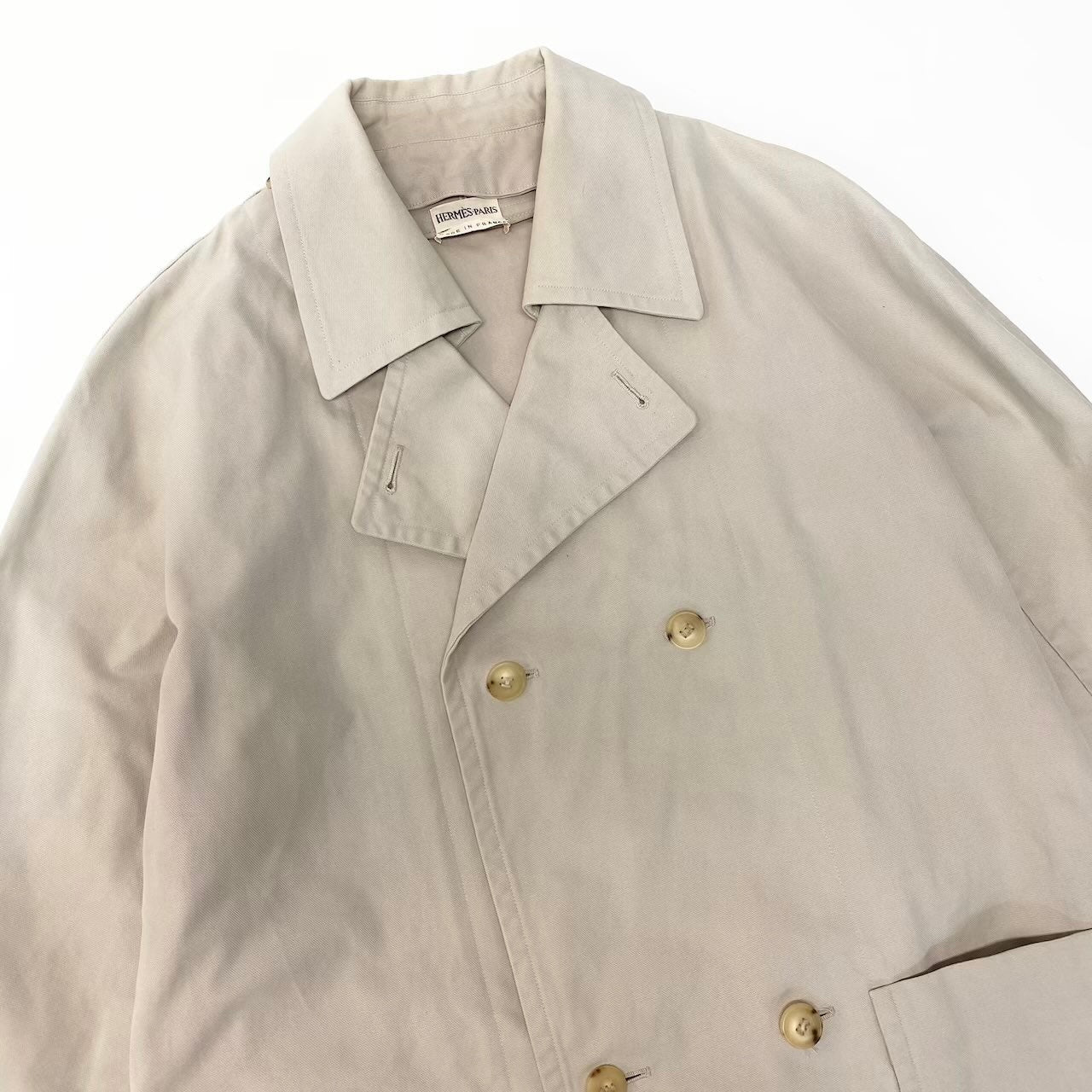 62e12 HERMES エルメス マルジェラ期 トレンチコート コットンジャケット フランス製 40サイズ ベージュ コットン100％ メンズ 男性用k02i