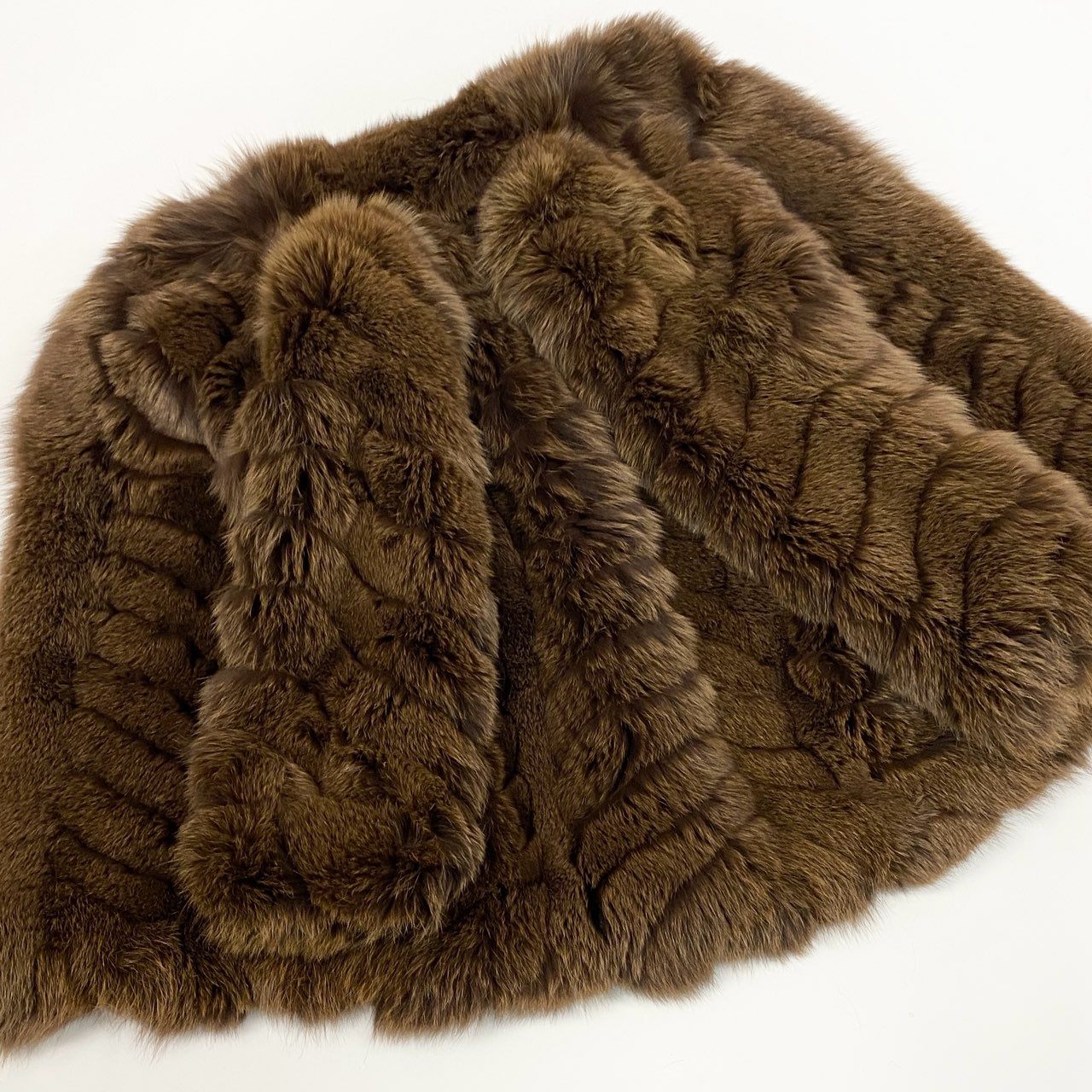 72a15 SAGA FOX サガフォックス 銀サガ 極厚 フォックスファー コート サイズ11 ブラウン 最高級本毛皮 Fox Fur Coatt18r