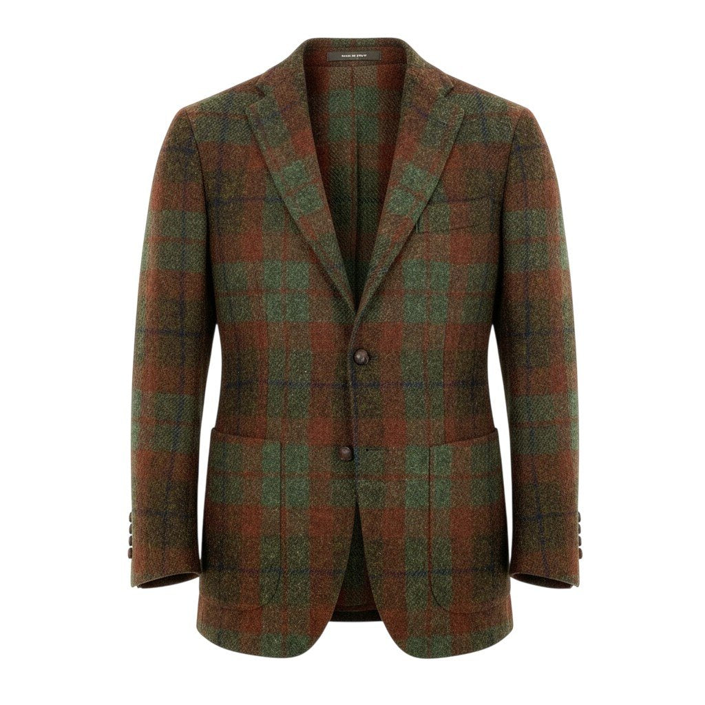 12b20 《美品》 TAGLIATORE タリアトーレ ハリスツイード生地 テーラードジャケット ツイードジャケット 44 グリーン オレンジ ウール メンズu02t