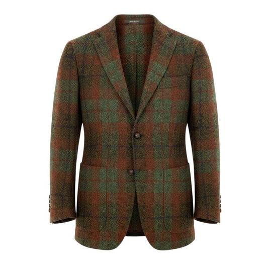 12b20 《美品》 TAGLIATORE タリアトーレ ハリスツイード生地 テーラードジャケット ツイードジャケット 44 グリーン オレンジ ウール メンズu02t