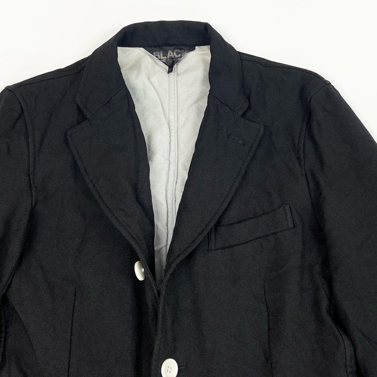 11b9 BLACK COMME des GARCONS ブラックコムデギャルソン 2014年 ポリ縮絨 テーラージャケット アウター M ブラック ポリエステル メンズk02i