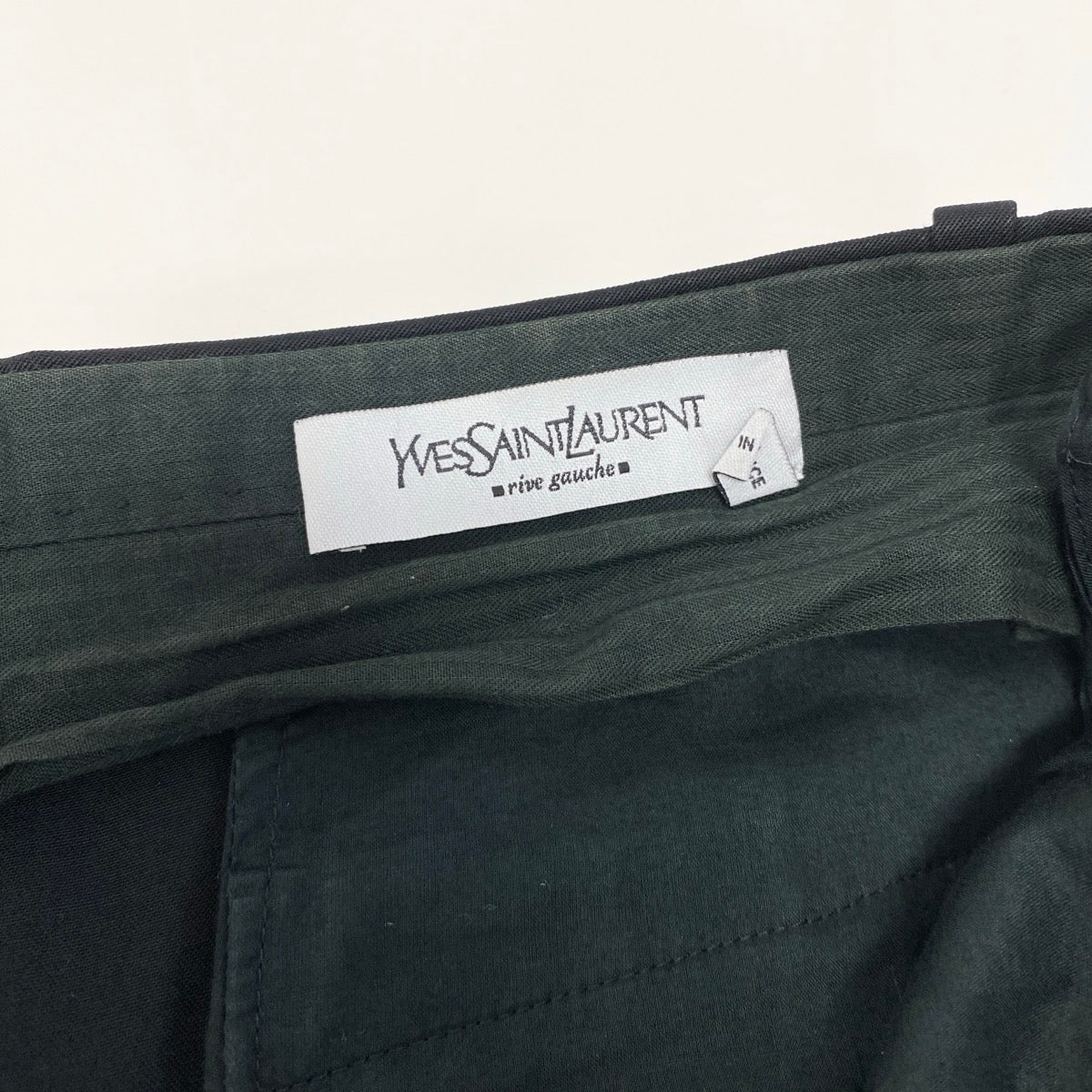 38g13 YVES SAINT LAURENT イヴサンローラン リヴゴーシュ スラックス ストレートパンツ サイドフリンジ ブラック レディース 女性用o07t