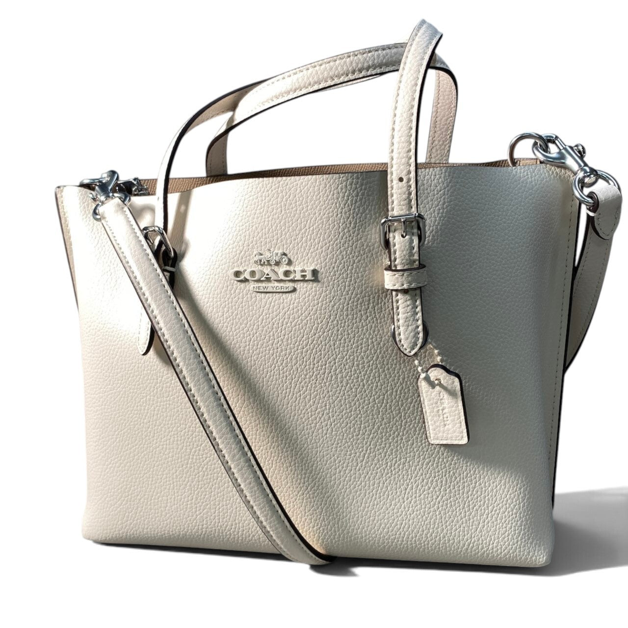 i7 《未使用品》 COACH コーチ 現行 モリー 2Way トートバッグ Mollie Tote Bag 25 White ホワイト レザーt18r