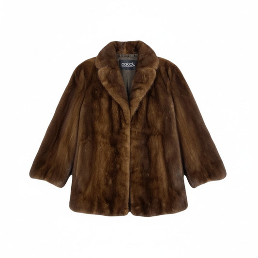 37L10 palody MITSUKOSHI 三越 デミバフミンク ロングコート サイズ9号 ブラウン 本毛皮  MINK FUR ポケット有t18r