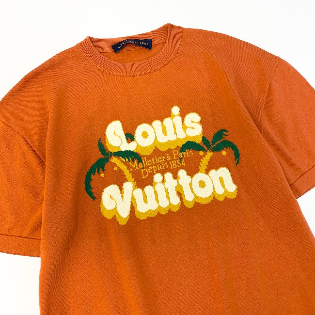 Id15 LOUIS VUITTON ルイヴィトン 24SS LV ニットTシャツ Palm Tree Knit T-Shirt サイズM オレンジt18r