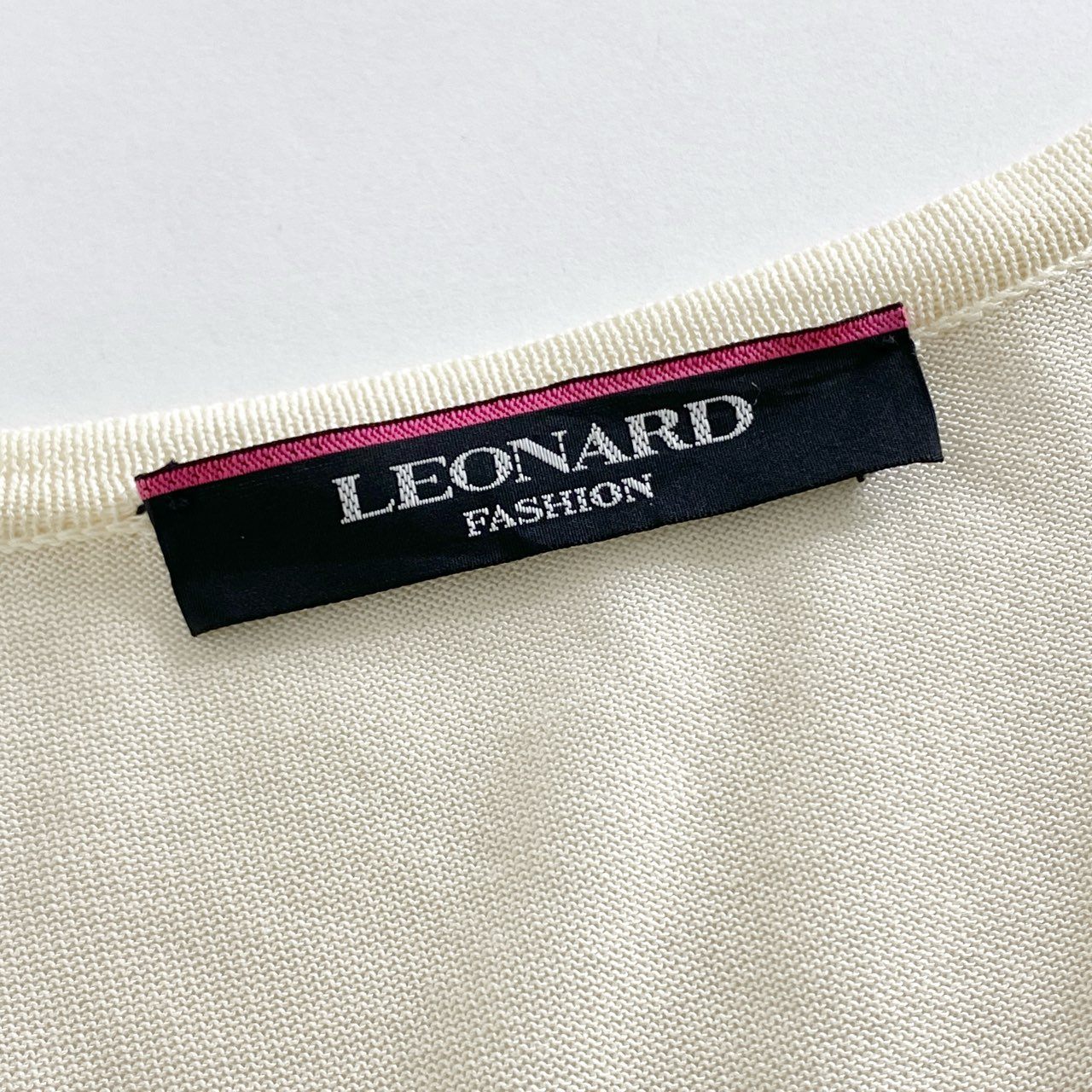 37e24 《美品》 LEONARD レオナール ロングカーディガン ニットワンピース 40 ホワイト レディース 婦人服 春夏 羽織