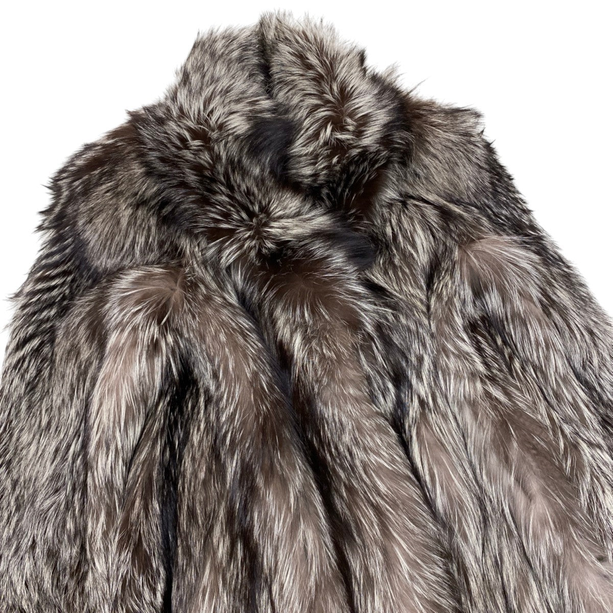 52i24 シルバーフォックス 極厚 超ロングコート 丈120cm サイズ13 本毛皮 Silver Fox Fur Long Coat リアルファーt18r