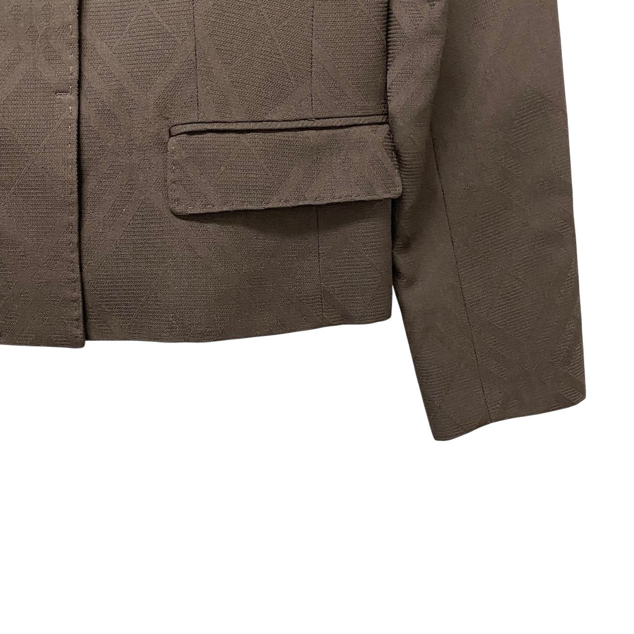 85g7 BURBERRY LONDON バーバリー スタンドカラージャケット チェック柄 比翼ボタン サイズ38 ダークブラウン レディース 女性用o07t