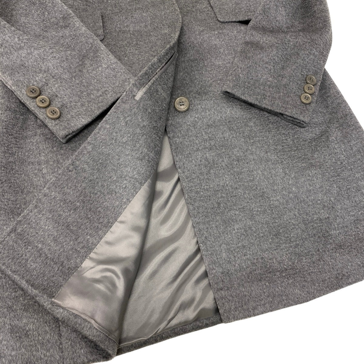 17g16【美品】 MaxMara STUDIO マックスマーラ ステュディオ スタンドカラーコート ロングコート 比翼ボタン サイズ42 グレー レディース 女性用u02t