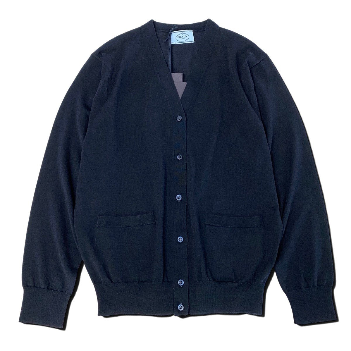Ej16 【未使用】 PRADA プラダ 24年 ロングスリーブ ニットカーディガン DNA00S サイズ38 ブラック ウール100 レディースo07t