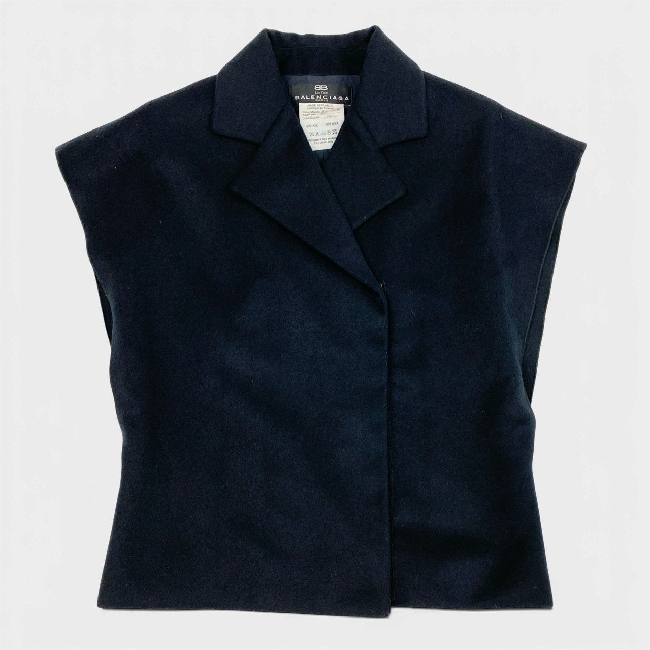 58a21 BALENCIAGA Le Dix バレンシアガ ウールジャケット フレンチスリーブ フランス製 レディース 女性用 サイズ36 ブラック ウール コットンu02t