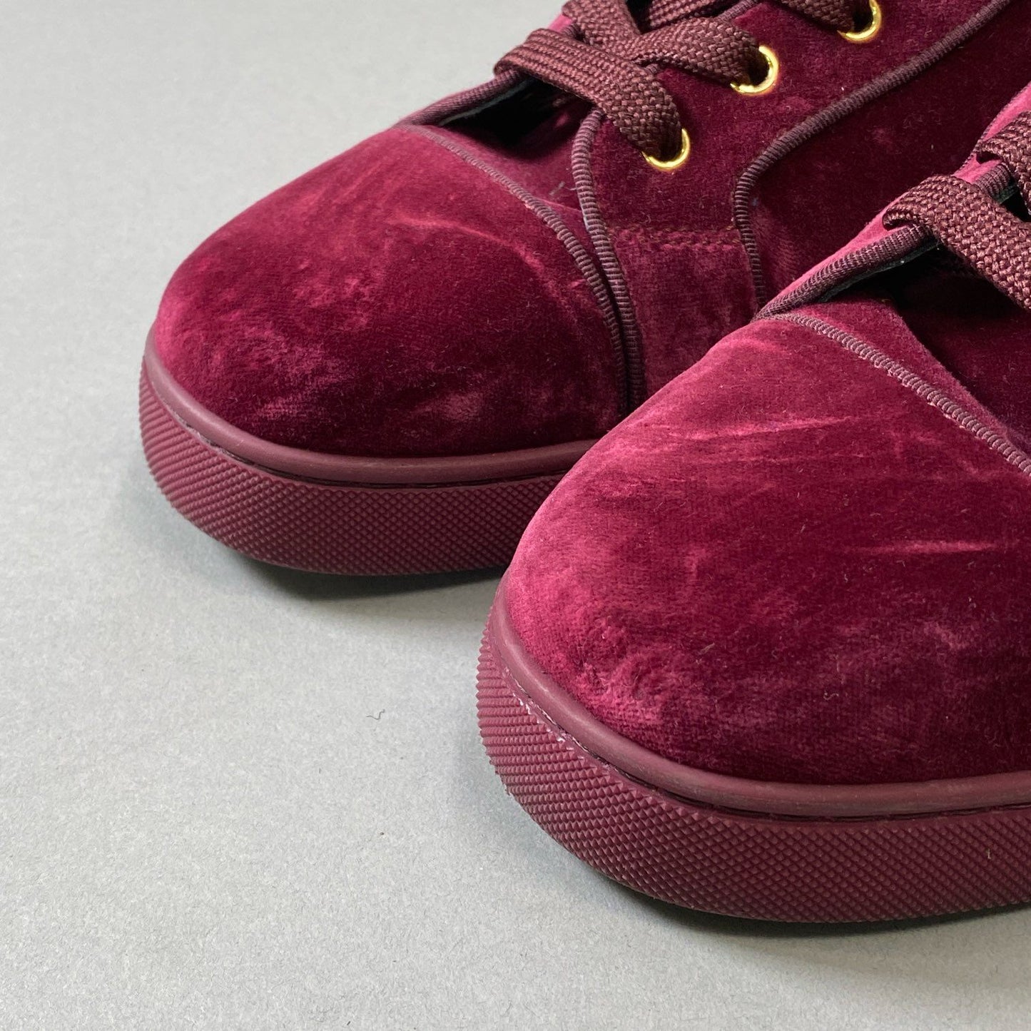 3i30 《美品》 Christian Louboutin クリスチャンルブタン LOUIS THE LIPS FLAT ルイス ハイカットスニーカー  42サイズ ボルドー ベロア メンズ シューズt18r