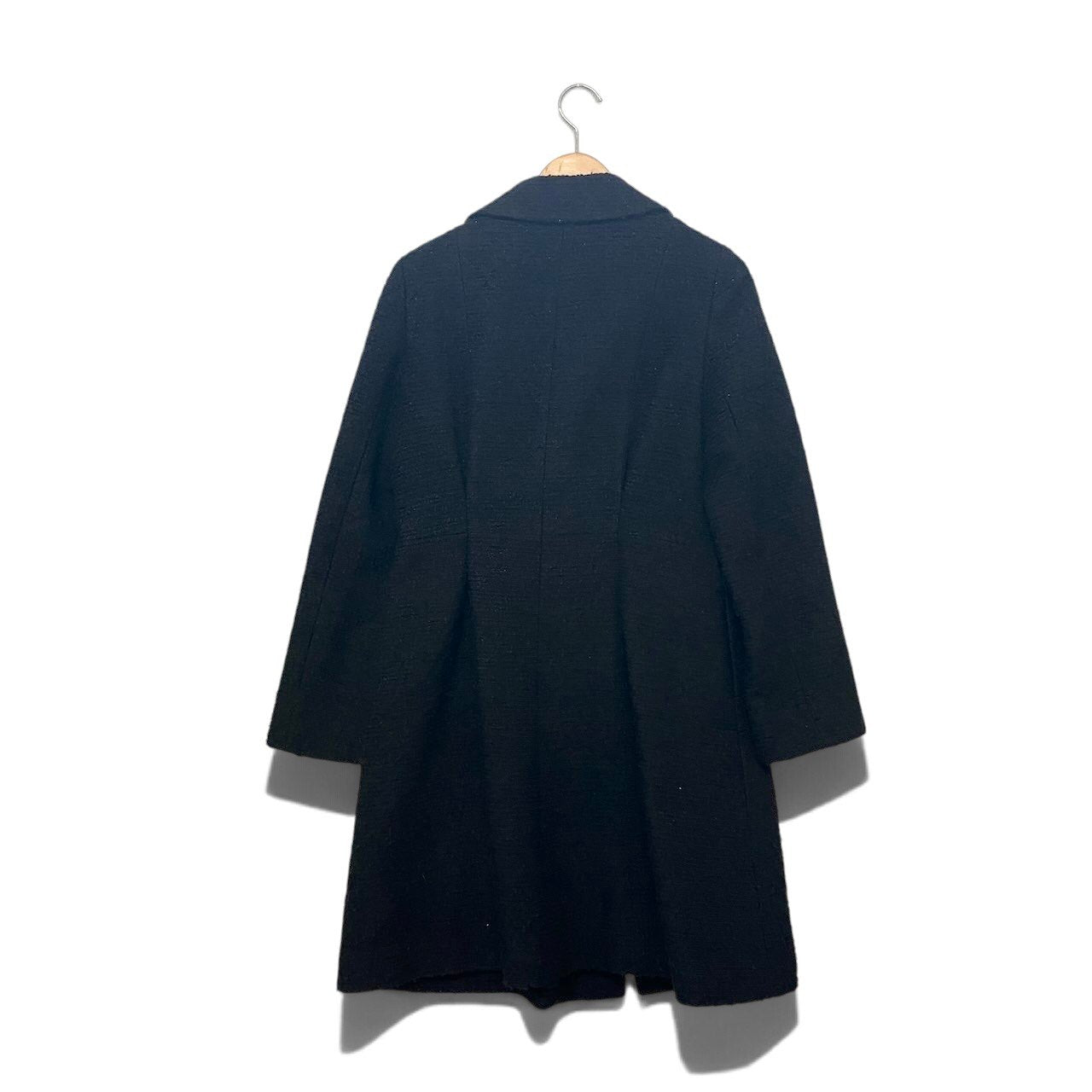 35h31 LANVIN COLLECTION ランバンコレクション Aライン ツイードコート ロングコート サイズ40 ブラック レディースu02t