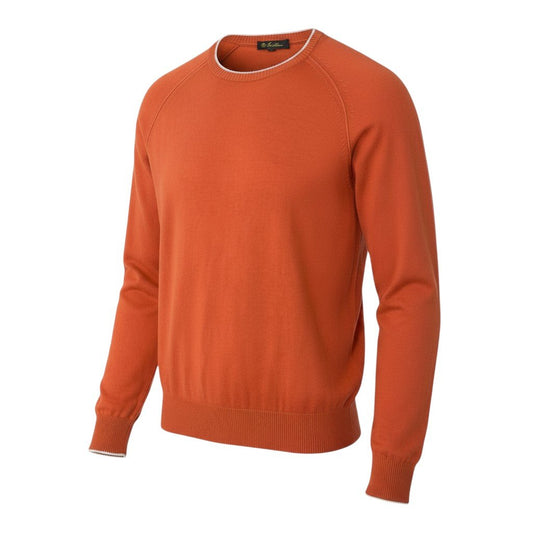 90g27 Loro Piana ロロピアーナ ロングスリーブニットセーター イタリア製 48サイズ オレンジ コットン100％ メンズ 男性用u02t