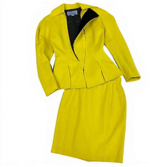 27a23 Thierry Mugler ティエリーミュグレー W Zip Set Up ダブルジップデザイン セットアップ 9AR イエロー 希少デザイン Vintage ヴィンテージt18r