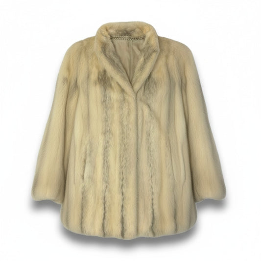 45c21 パステルクロスミンク ファーコート サイズF ホワイト 本毛皮 Pastel Cross Mink Fur Coatt18r