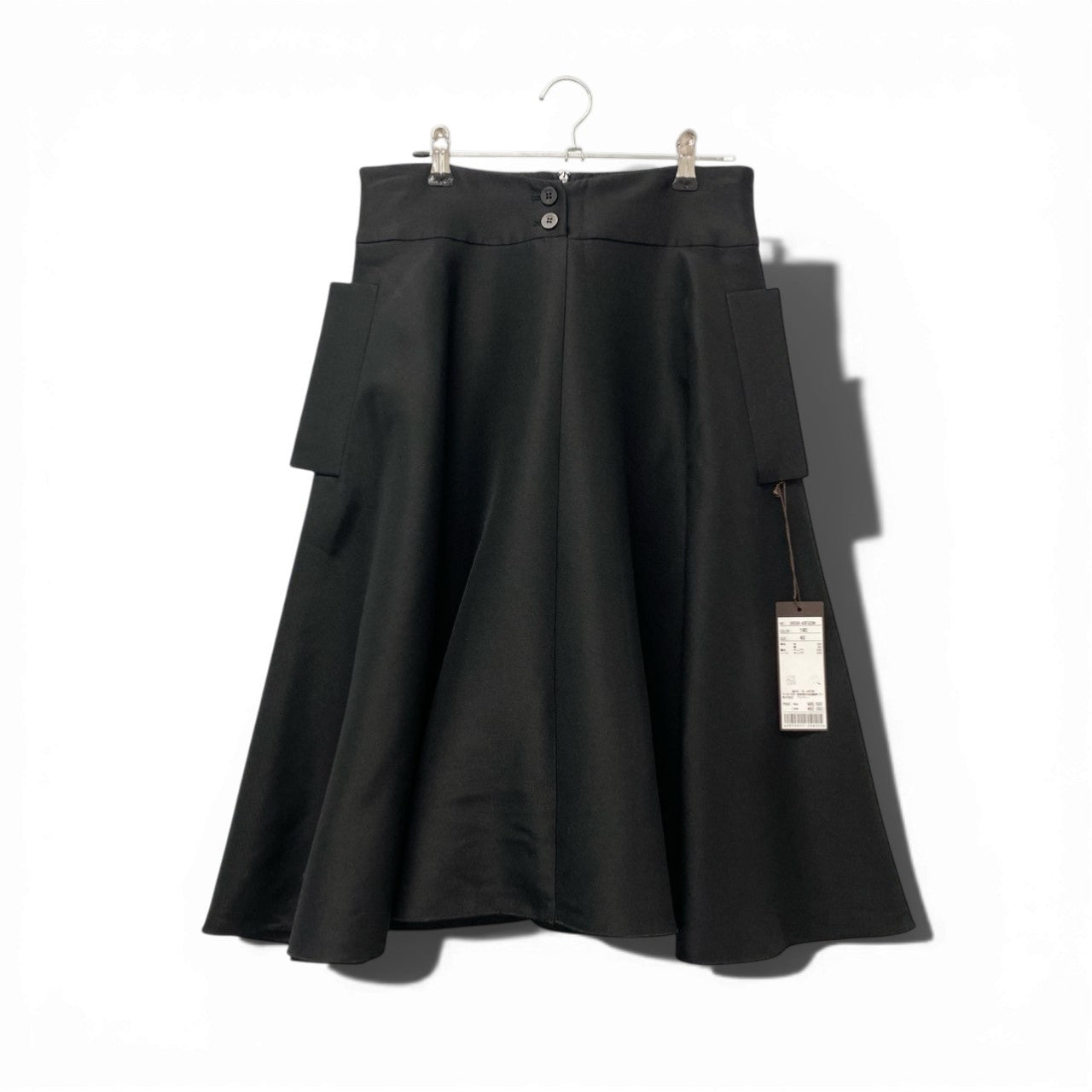 15c3 【未使用タグ付】 FOXEY フォクシー リッチグレー フレアスカート フロントボタン ウールシルク混 レディース 女性服 36558 サイズ40 ブラックu02t