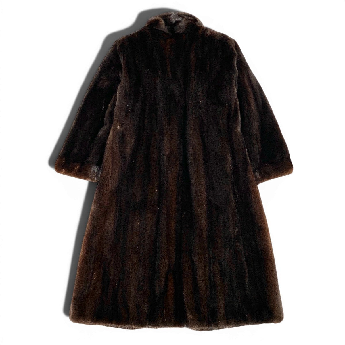86f11 MIO ダークミンク 超ロングコート 丈110cm サイズF ブラウン 本毛皮 Dark Mink Long Coat リアルファーt18r