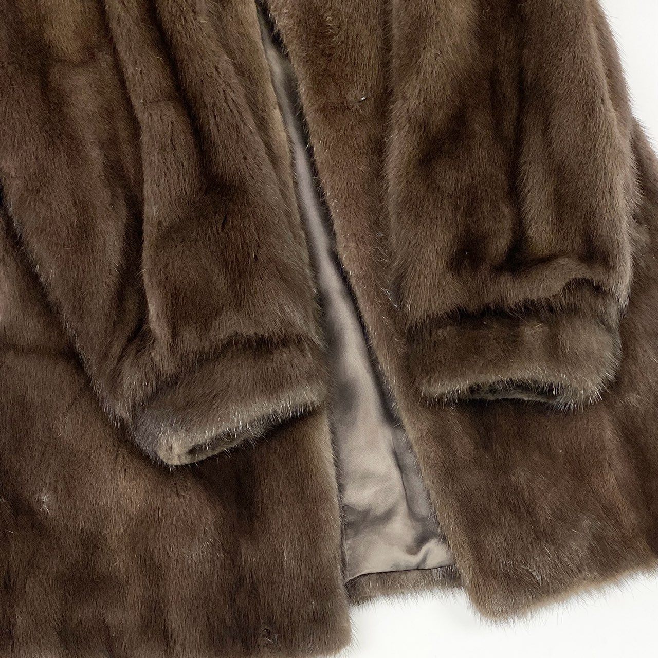 50j24 最高級毛皮 ブルーアイリスミンク ミンクコート 毛皮コート セミロングコート サイズ11 ブラウン系 ミンクファー レディースu02t