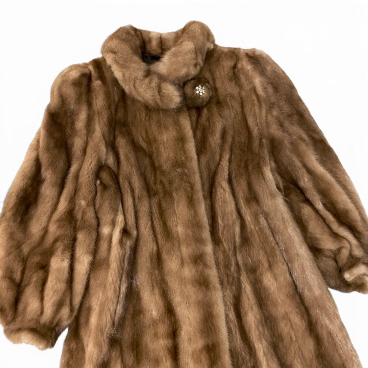 62h19 HYDRA FURS パステルミンク ミンクコート 超ロングコート 着丈120cm ビジューボタン FREE ライトブラウン ミンクファー Mink Fur Coatu02t