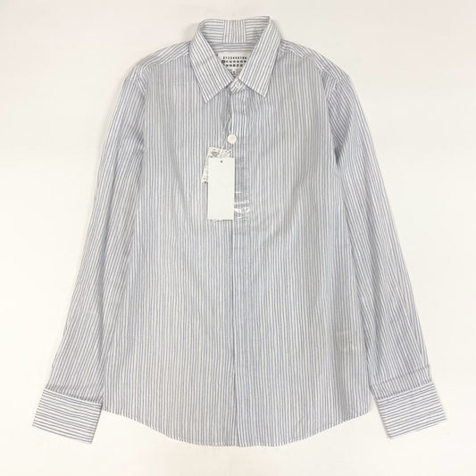 84i10《未使用保管品》 タグ付 Maison Margiela メゾンマルジェラ ストライプ 長袖シャツ ロングスリーブ S50DL0195 46 ホワイト ブルー コットン メンズk02i