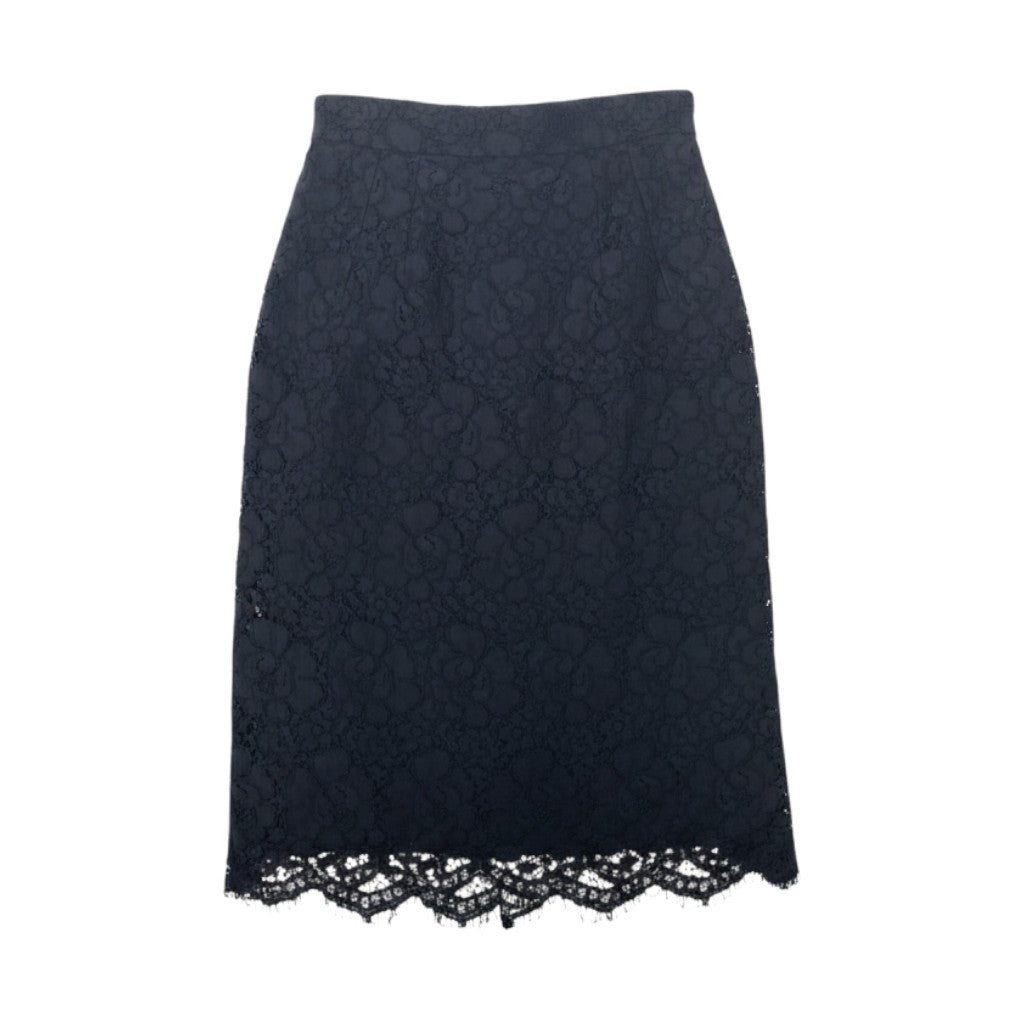 31g29 DOLCE＆GABBANA ドルチェアンドガッバーナ 総レーススカート タイトスカート 花柄レース バックジップ イタリア製 38 ブラック レディース 女性用u02t