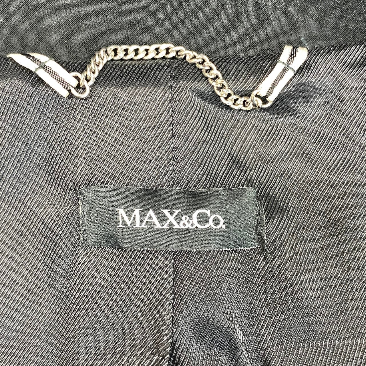 48i1 MAX&Co. マックスアンドコー スタンドカラー ジャケット ストレッチ素材 サイズ44 ブラック レディースu02t