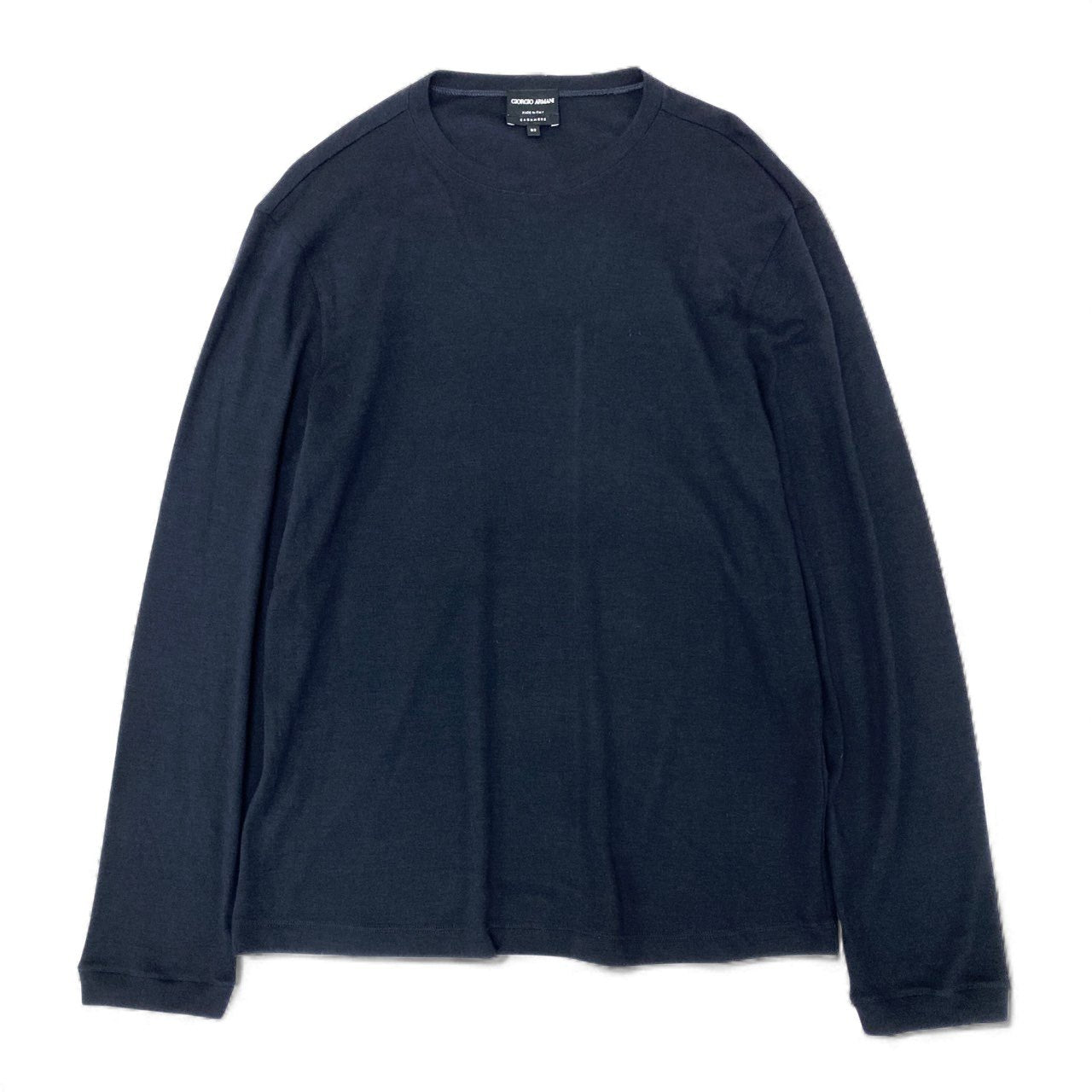 21L8 GIORGIO ARMANI ジョルジオアルマーニ 総カシミア ハイゲージ ニット セーター トップス クルーネック 52 ブラック系 カシミヤ100 メンズ 男性用u02t