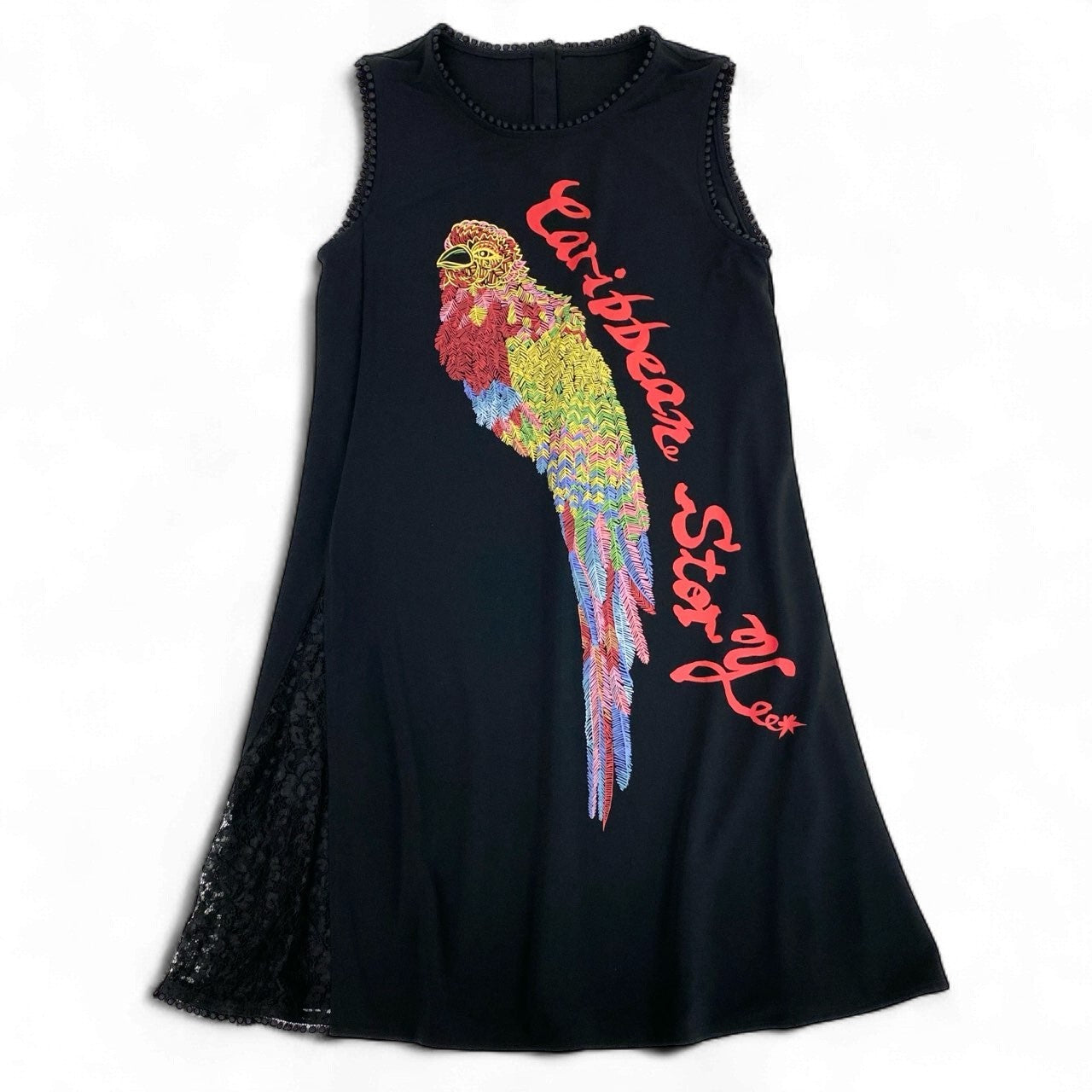 38k26 《美品》 TOKUKO 1er VOL トクコプルミエヴォル ノースリーブワンピース ロングワンピース レース切替 伸縮ストレッチ 9 ブラック レディースu02t