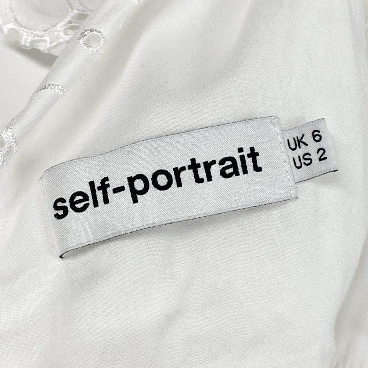 75b27 《美品》 self-portrait セルフポートレイト エンブロイダリー ドレスワンピース ノースリーブワンピース UK6 ホワイト レディースu02t