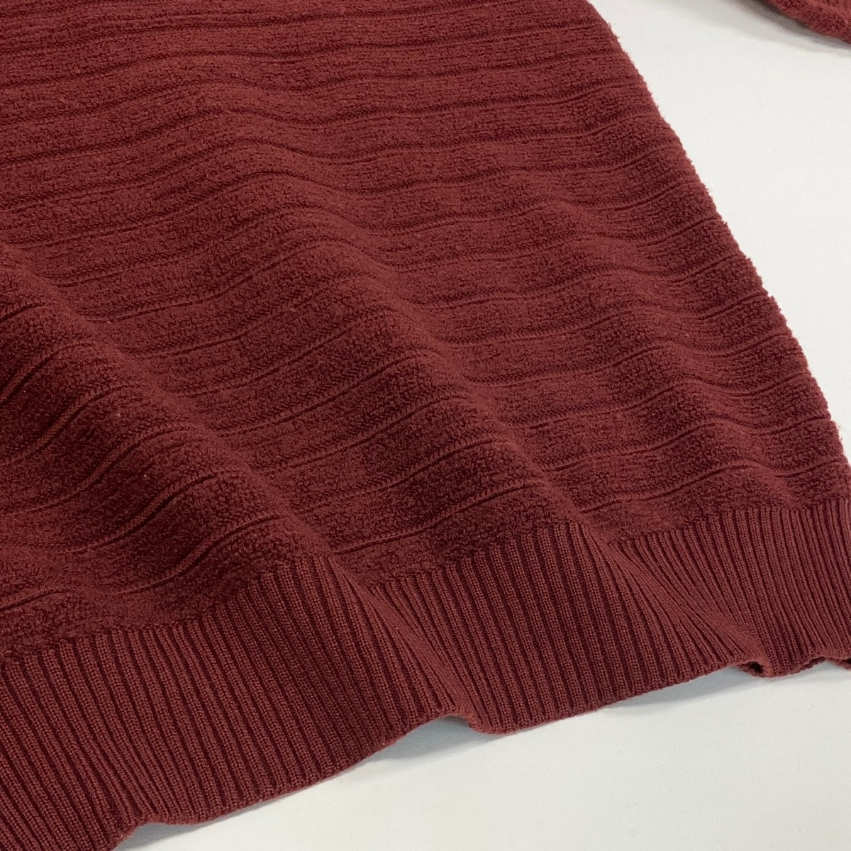 60f2 YVES SAINT LAURENT イヴサンローラン YSLロゴ刺繡 クルーネック ニットセーター サイズL ボルドー ウール100％ メンズ 紳士服o07t