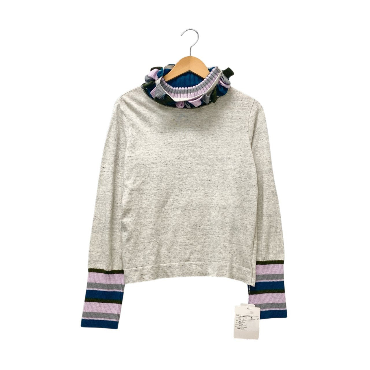 74c13 《新品タグ付き》 i+mu センソユニコ ネックデザイン コットンニット セーター 40 グレー レディースu02t