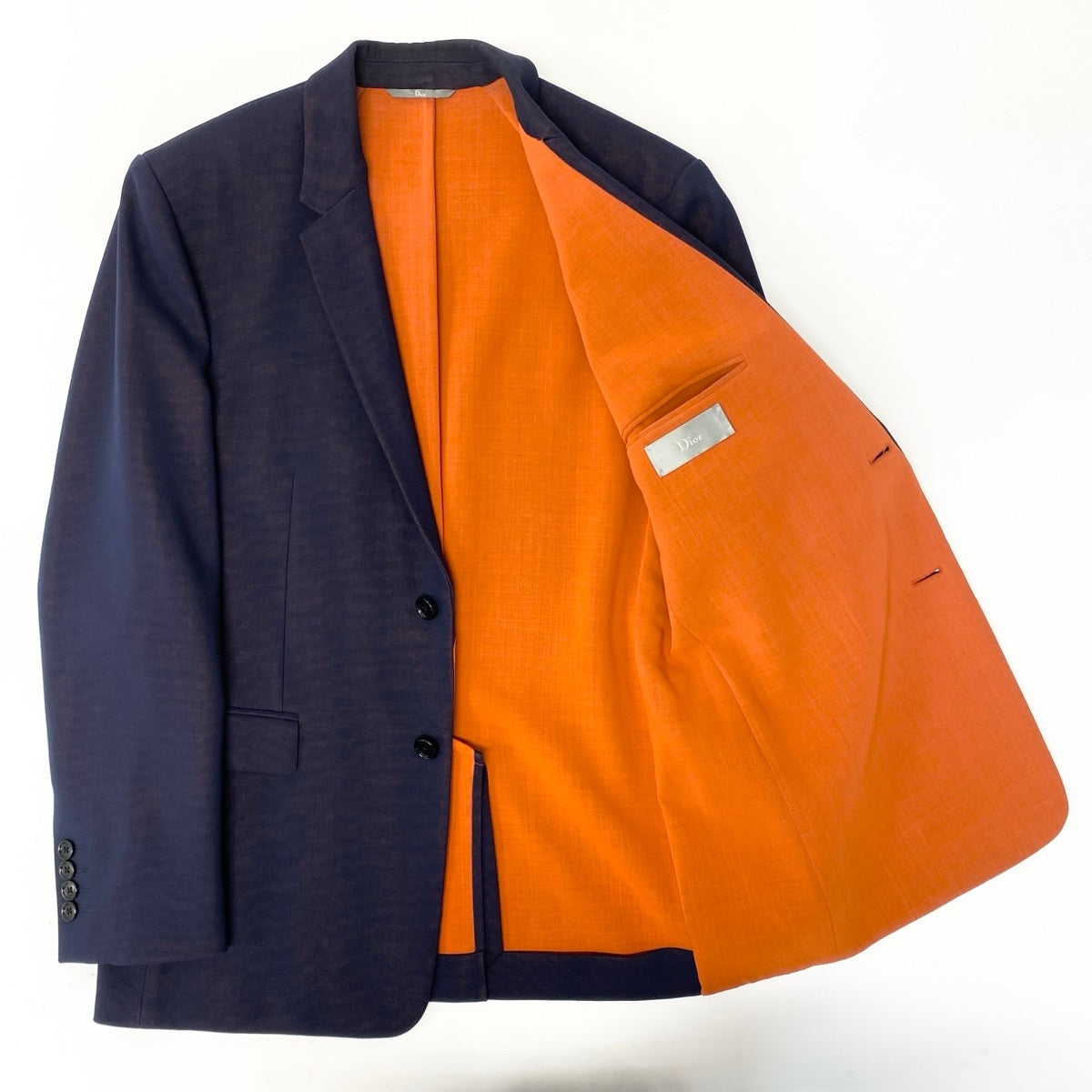 54e13 Dior Homme ディオールオム 16SS テーラードジャケット  2Bジャケット 663C277F3591 48サイズ ネイビー オレンジ ウール100％ メンズ 男性用k02i