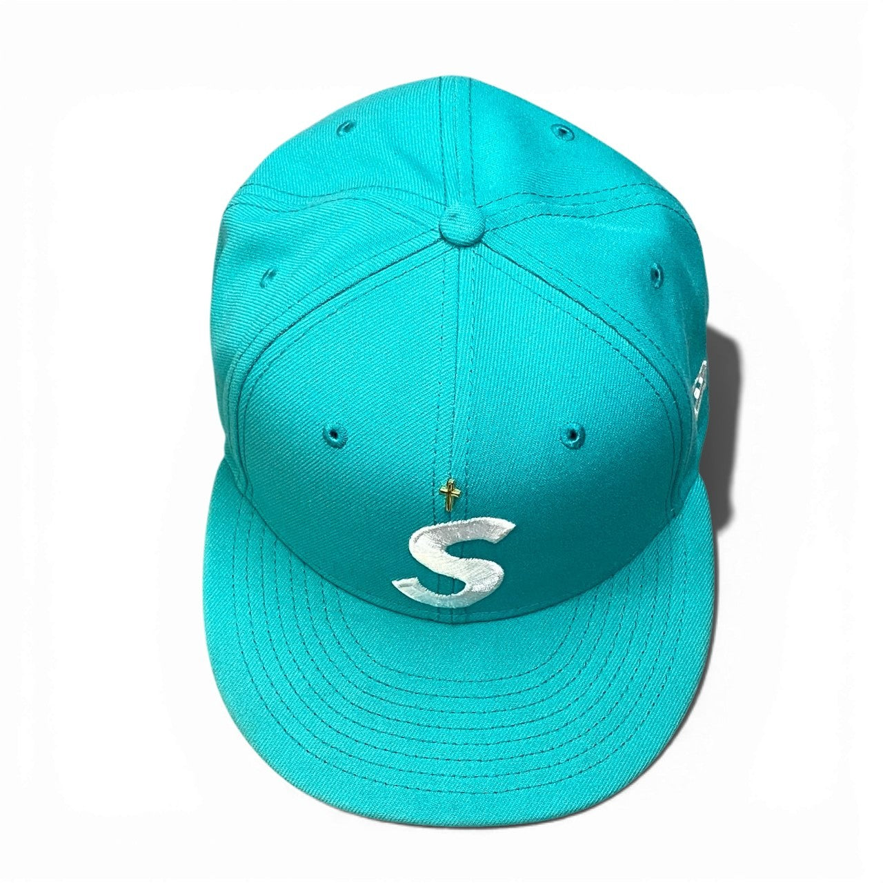 a23 Supreme シュプリーム × NEW ERA ニューエラ Gold Cross S Logo Cap ゴールドクロス キャップ 7 1/2 ターコイズブルー 帽子t18r