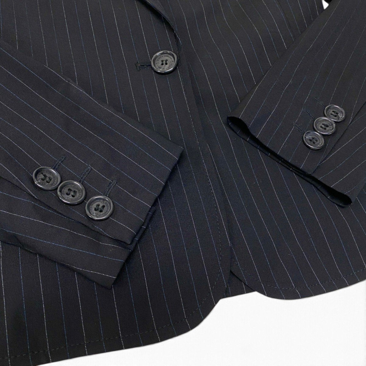 22i28 DOLCE&GABBANA ドルチェアンドガッパーナ スーツセットアップ テーラードジャケット スラックス ストライプ 40サイズ ブラック レディース 女性用u02t