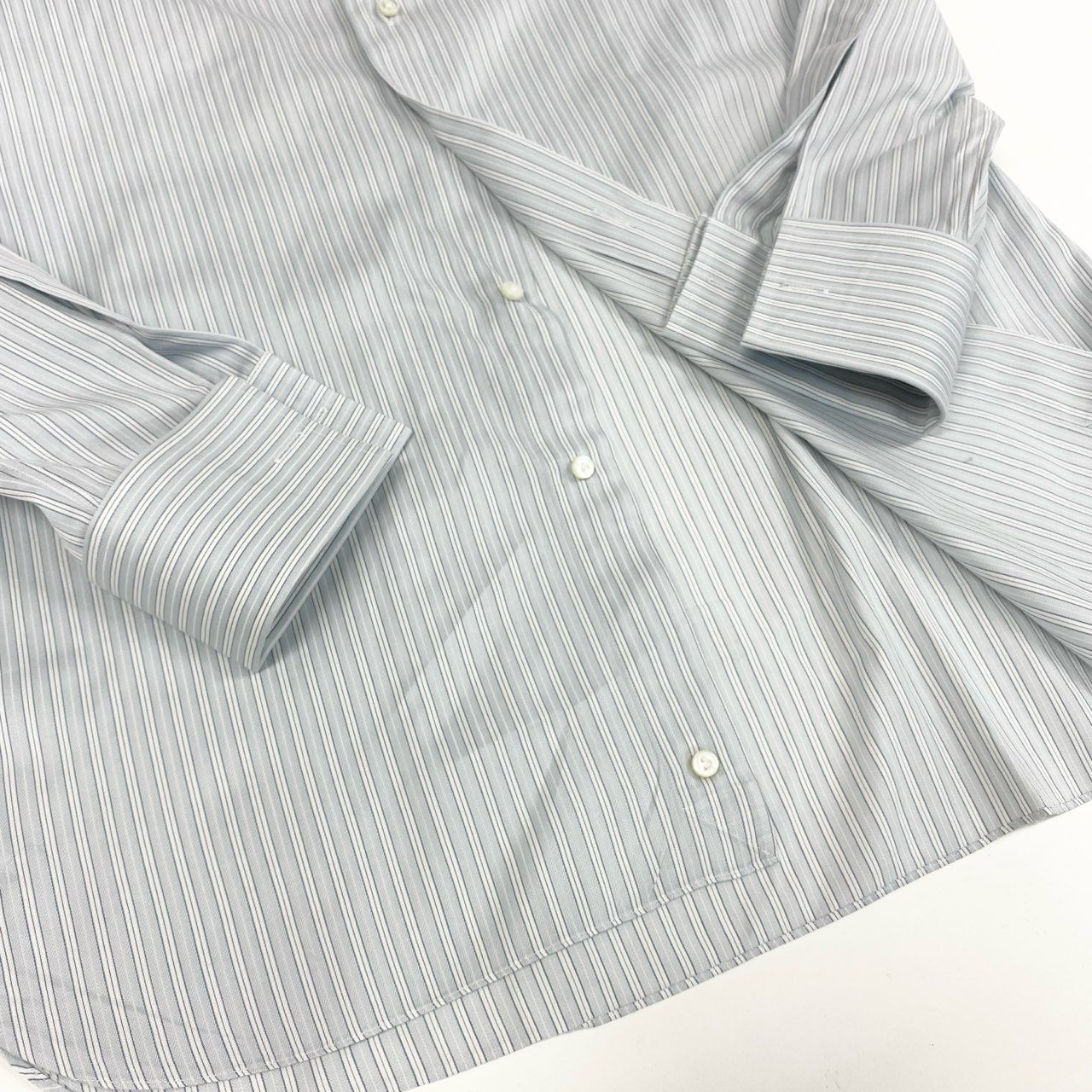 31k2 Ermenegildo Zegna エルメネジルドゼニア 長袖 ドレスシャツ ビジネス フォーマル 41 Lサイズ相当 ブルー コットン メンズo07t