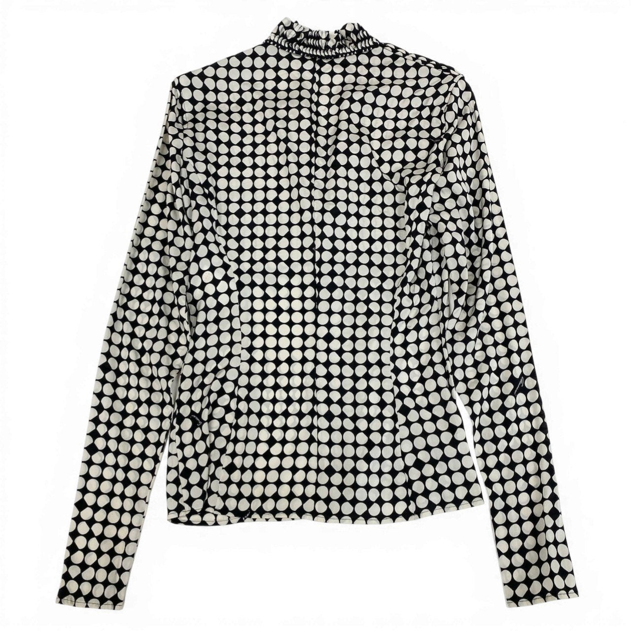 Ec27 GUCCI グッチ ロングスリーブブラウス ギャザーカットソー ポルカドット イタリア製 40サイズ ブラック アイボリー 画像参照 レディース 女性用u02t